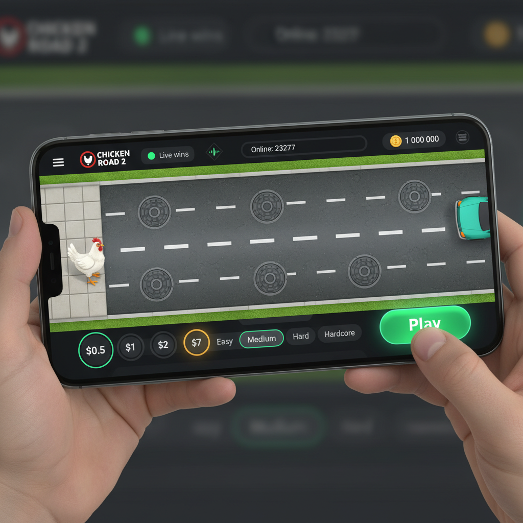 Chicken Road 2 su smartphone in modalità orizzontale con pulsante cashout evidenziato
